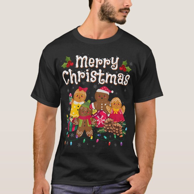 Frohe Weihnachten Lebkuchen Männer Frauen T-Shirt (Vorderseite)