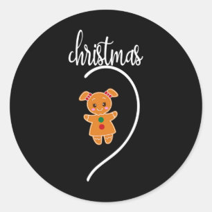 Frohe Weihnachten Lebkuchen-Paar Weihnachts-Pyjama Runder Aufkleber