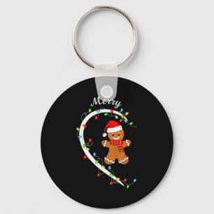 Frohe Weihnachten Lebkuchen-Paar Weihnachts-Pyjama Schlüsselanhänger