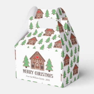 Frohe Weihnachten Lebkuchenhäuschen & Fichten Geschenkschachtel