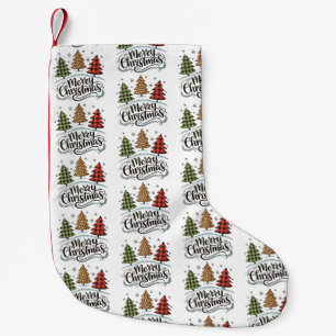 Frohe Weihnachten Leopard Baum Roter Büffel Karier Kleiner Weihnachtsstrumpf
