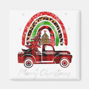 Frohe Weihnachten Leopard Buffalo Truck Tree Red P Magnet