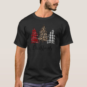 Frohe Weihnachten Leopard Büffel Karo Weihnachts-T T-Shirt