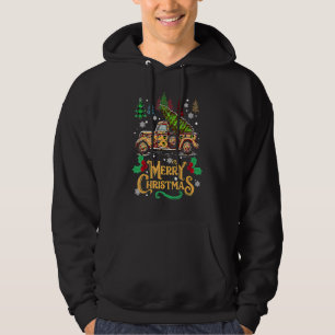 Frohe Weihnachten Leopard Büffel LKW Baum Rot Kari Hoodie