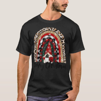 Frohe Weihnachten Leopard Gnome Lover Rainbow Stoc T-Shirt