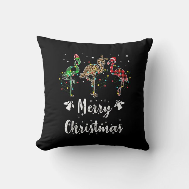 Frohe Weihnachten Leopard Red Green Kariert Flamin Kissen (Vorderseite)