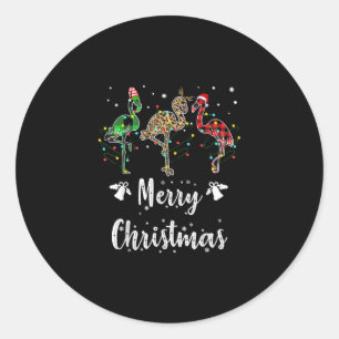 Frohe Weihnachten Leopard Red Green Kariert Flamin Runder Aufkleber