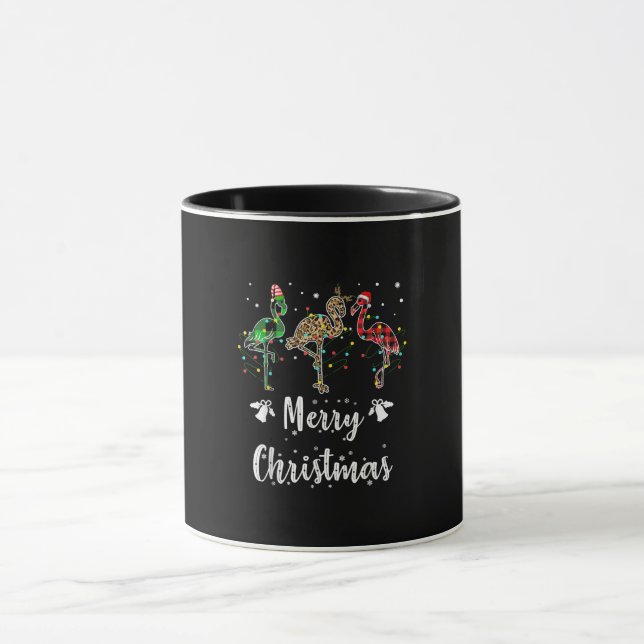 Frohe Weihnachten Leopard Red Green Kariert Flamin Tasse (Zentrum)