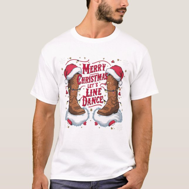 Frohe Weihnachten Let's Line Tanz T-Shirt (Vorderseite)