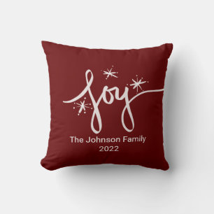 Frohe Weihnachten Lettering  Schneeflocken Freude  Kissen