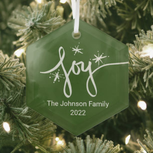 Frohe Weihnachten Lettering  Schneeflocken Freude  Ornament Aus Glas