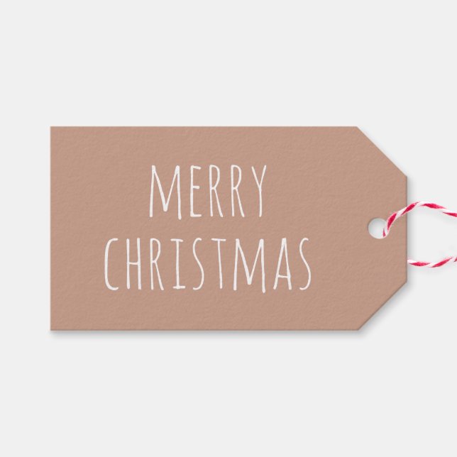 Frohe Weihnachten | Light Terracotta Niedlich Mini Geschenkanhänger (Vorderseite (Horizontal))