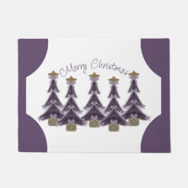 Frohe Weihnachten Lila Bows Ribbons Gold Star Tree Fußmatte