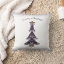 Frohe Weihnachten Lila Bows Ribbons Gold Star Tree