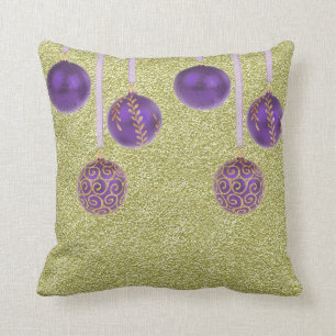 Frohe Weihnachten Lila Perlen Glitter Gold Kissen
