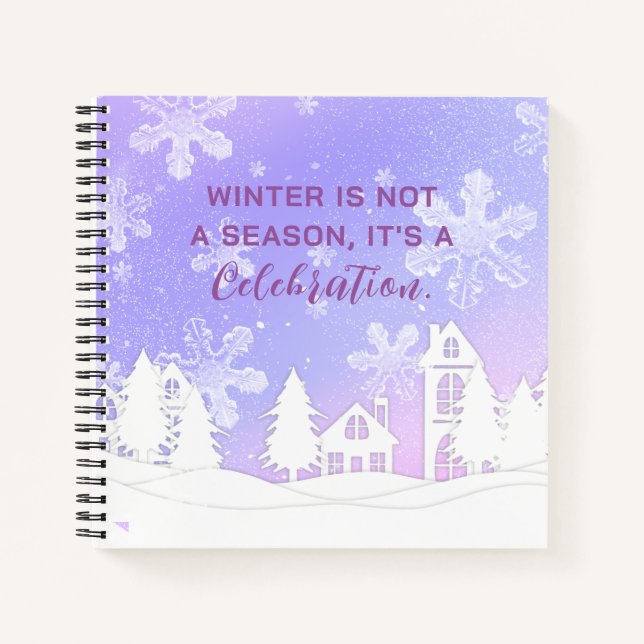 Frohe Weihnachten Lila Schneeflocken im Weißen Hau Notizbuch (Vorderseite)