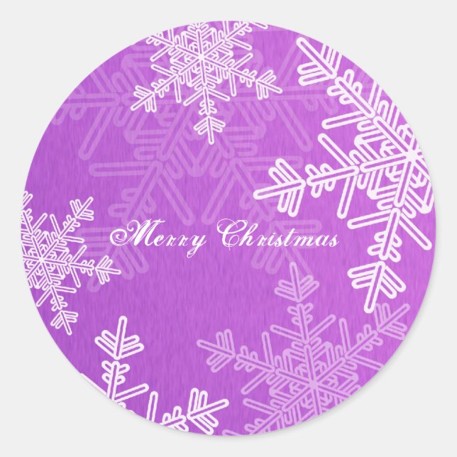 Frohe Weihnachten Lila Snowflake Minimalistische S Runder Aufkleber (Vorderseite)