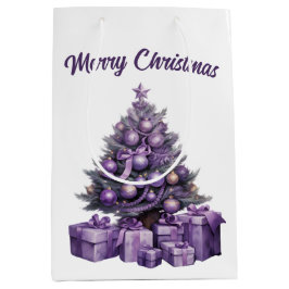 Frohe Weihnachten lila Weihnachtsbaum Mittlere Geschenktüte