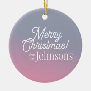 Frohe Weihnachten Lilac Pink Ombre Keramik Ornament
