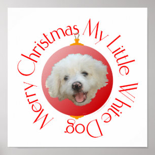 Frohe Weihnachten Little White Dog Poster
