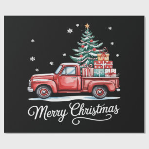 Frohe Weihnachten LKW Lustiger Baum Essential Geschenkpapier