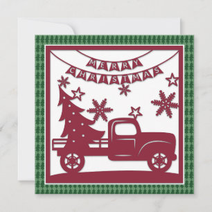 Frohe Weihnachten LKW Weihnachtsbaum Faux Papercut