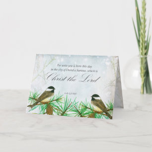 Frohe Weihnachten Luke Bibel Schrift Chickadees Karte