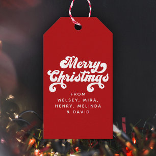 Frohe Weihnachten Lustige Einfache Retro-Typografi Geschenkanhänger