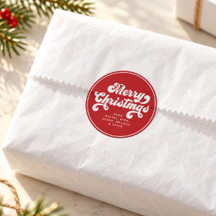 Frohe Weihnachten Lustige Einfache Retro-Typografi Runder Aufkleber