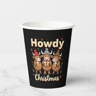 Frohe Weihnachten Lustige Highland-Kuh Weihnachten Pappbecher