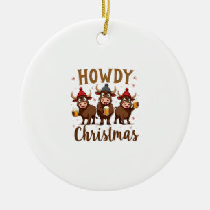 Frohe Weihnachten Lustige Highland-Kuh Weihnachts- Keramik Ornament