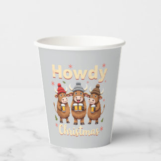 Frohe Weihnachten Lustige Highland-Kuh Weihnachts- Pappbecher