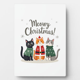 Frohe Weihnachten Lustige Katze Weihnachten Feiert Fotoplatte