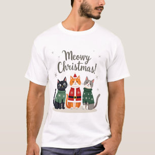 Frohe Weihnachten Lustige Katze Weihnachten Feiert T-Shirt