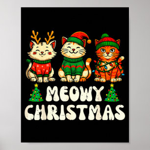 Frohe Weihnachten Lustige Katze Xmas Kätzchen Katz Poster