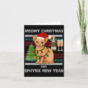 Frohe Weihnachten Lustige Sphynx-Katze Weihnachtsm Karte