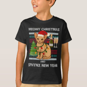 Frohe Weihnachten Lustige Sphynx-Katze Weihnachtsm T-Shirt