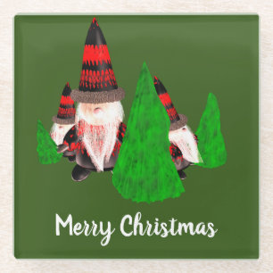 Frohe Weihnachten, lustige Zwerge personalisieren Glasuntersetzer