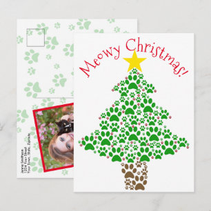 Frohe Weihnachten Lustiger Katzenpfotenabdruck Fot