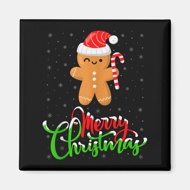 Frohe Weihnachten Lustiger Lebkuchen Backen Ch Magnet (Vorne)