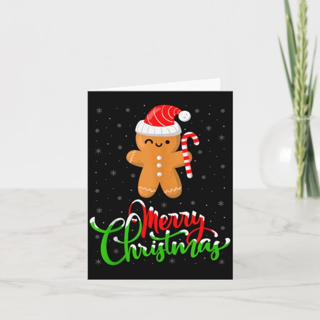 Frohe Weihnachten Lustiger Lebkuchen-Keks-Backen C Karte (Vorderseite)