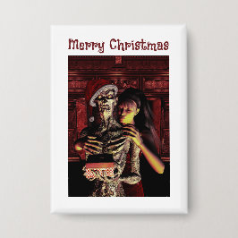 Frohe Weihnachten. Lustiges Skelett mit Frau Button
