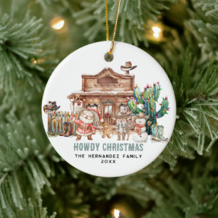 Frohe Weihnachten Lustiges Western-Wüsten-Foto Keramik Ornament