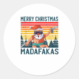 Frohe Weihnachten Madafakas - Funny Crazy Runder Aufkleber