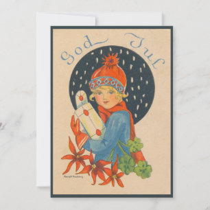 Frohe Weihnachten - Mädchen, altes schwedisches Vi