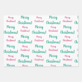 Frohe Weihnachten Magenta Hot Pink Emerald Green Geschenkpapier Set