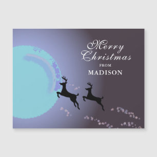 Frohe Weihnachten Magisches Rentier Mond Name Magnetkarte