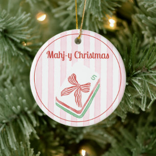 Frohe Weihnachten Mahjong  Keramik Ornament