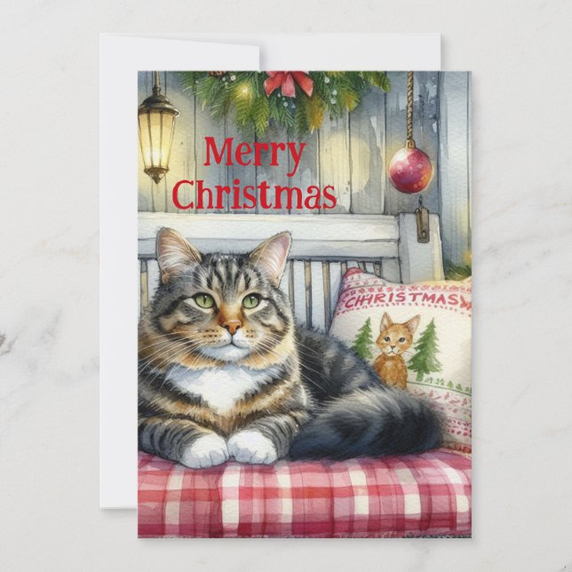 Frohe Weihnachten Maine Coon Cat Holiday (Vorderseite)