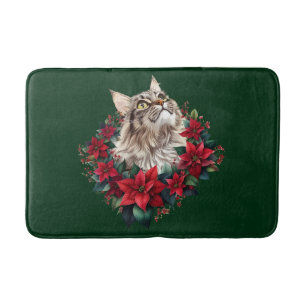 Frohe Weihnachten Maine Coon Katze Badematte